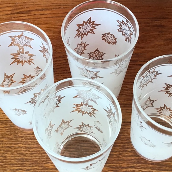 Vintage Federal Glass Frosted Atomic Snowflake Tumblers Set of 4 EUC - Picture 9 of 13